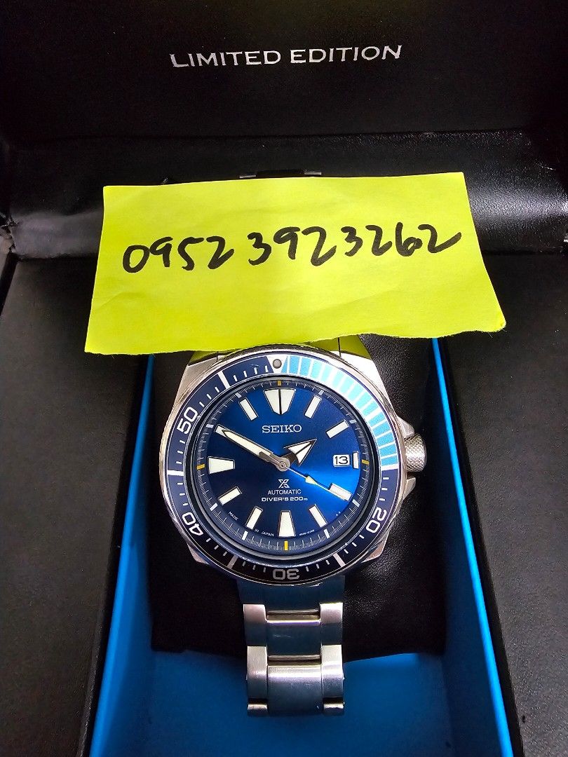 Seiko Prospex Samurai Blue Lagoon SRPB09J1 (Category: Men's Watches) located in Manila. Submitted by lion_archer (Listing ID 1467651915, Image 2). Description: For Sale only: Used but in good condition Seiko Prospex "Blue Lagoon" Samurai SRPB09J1 - Japan version P20,000 Meetups: Alabang, Binondo, Cavite 0 9 5 2 3 9 2 3 2 6 2.