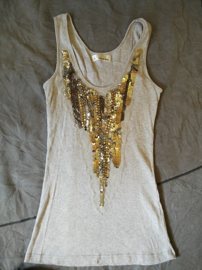 Sequined top #y2k (Category: Sleeveless) located in Baras. Submitted by lalahdresan (Listing ID 1467637345, Image 1). Description: Selection Euc No flaws Buy as is Limit expectations No return no exchange Mod Jnt SF starts at 54 Thank you for visiting 😊.