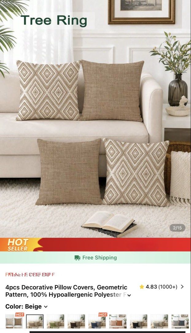 Shein Pillow Case 4pcs New (Category: Cushions & Throws) located in Antipolo. Submitted by marj_11 (Listing ID 1467834828, Image 2). Description: bnew shein 45x45 4pcs .