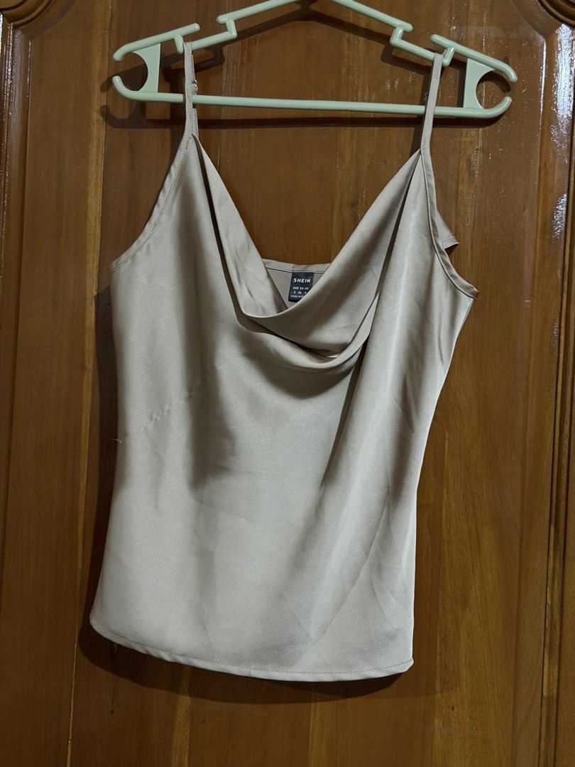 SHEIN Satin Cowl Neck Camisole (Category: Sleeveless) located in Caloocan City. Submitted by sisi_p (Listing ID 1467655928, Image 1). Description: - Size: S (Fits EU 36 / US 4) - Color: Neutral taupe .