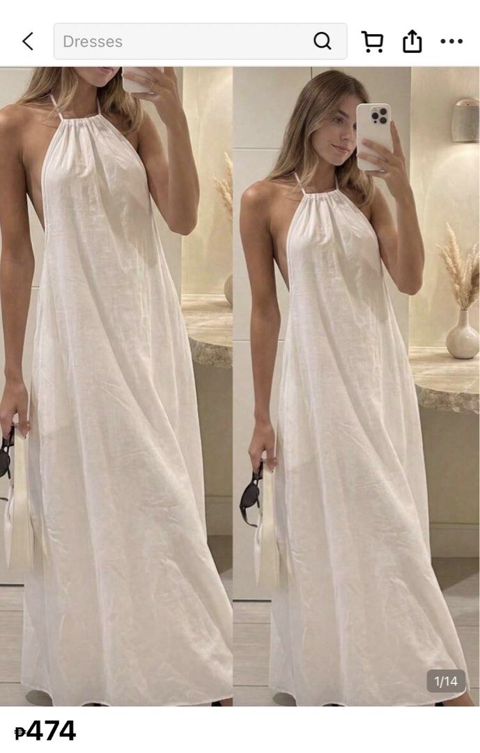 shein white longdress backless (Category: Dresses) located in Carmona. Submitted by lylevizcarra (Listing ID 1467730154, Image 1). Description: used once in thailand pinang pic ko lng dn haha xs tag.