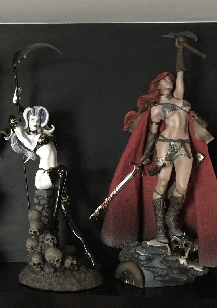 Sideshow Lady Death and Red Sonja Premium Format Statues (Category: Figurines & Statues) located in Quezon City. Submitted by marjtorde (Listing ID 1467638461, Image 1). Description: FOR SALE!! ⚔️ Lady Death & Red Sonja — Premium Format Statue Set by Sideshow Collectibles 🖤 The Temptation of Lady Death P25,000.00 only Brand: Sideshow Collectibles Line: Premium Format License: Chaos! Comics / Dynamite Entertainment Description: Iconic sculpt of L