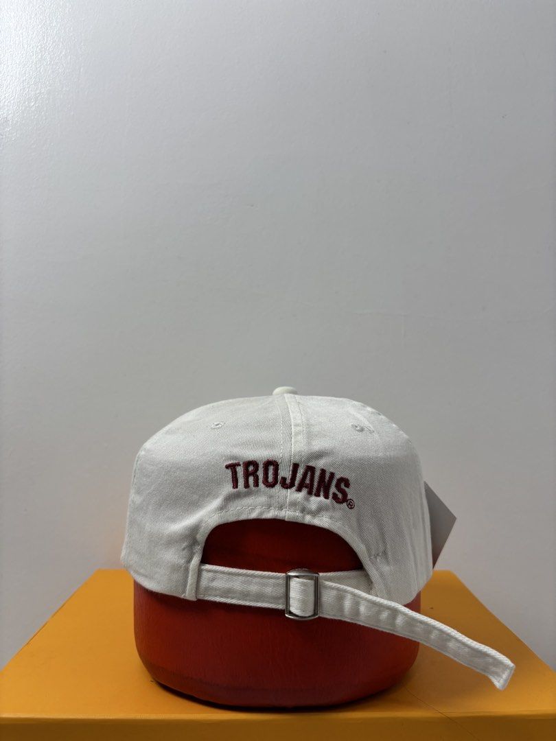 Signatures USC Trojans White Baseball Cap Hat (Category: Caps & Hats) located in Marikina City. Submitted by zaxcheus_castillo1708 (Listing ID 1467655608, Image 3). Description: - Authentic white USC Trojans baseball cap - Cardinal and gold embroidered USC lettering on the front - 'TROJANS' embroidered on the back above the strap - Adjustable metal strapback closure for a secure fit - Features Signatures brand tag inside - One size fits most - Ma