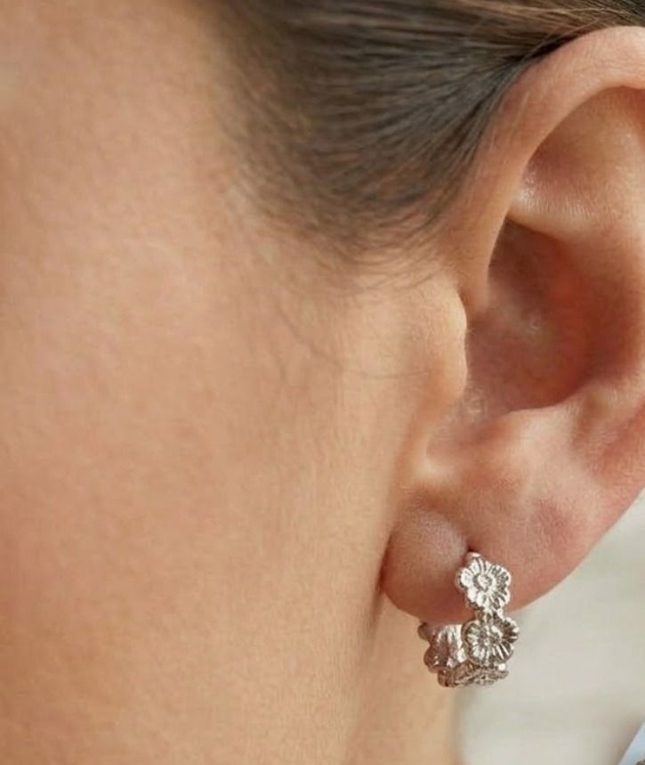 silver flower hoop earrings (Category: Earrings) located in Quezon City. Submitted by luxury_district.korea (Listing ID 1467709370, Image 1). Description: .