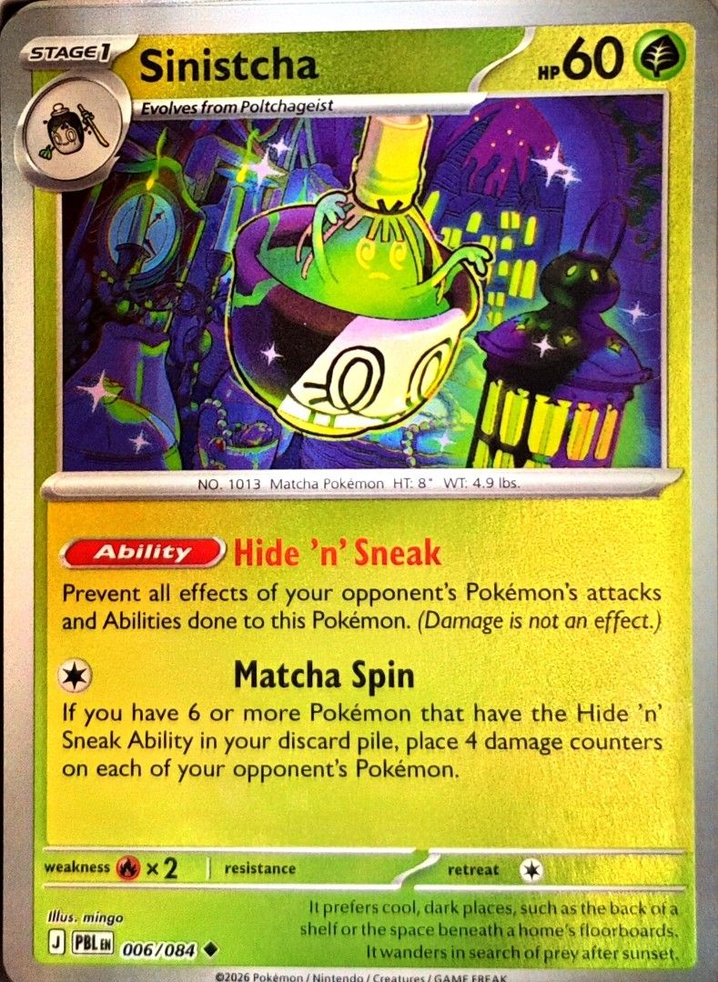 Sinistcha 006/084 Common (Category: Raw Singles) located in Las Pinas. Submitted by funtoys18 (Listing ID 1467643383, Image 1). Description: .