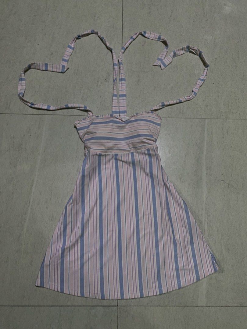 SIXTY8IGHT Striped Halter Dress Size Small (Category: Dresses) located in Manila. Submitted by jaythrifttz (Listing ID 1467767977, Image 1). Description: - Brand: SIXTY8IGHT - Size: Small - Design: Pink, blue, and white vertical stripes on the skirt, horizontal stripes on the bodice - Details: Halter neck with adjustable tie straps - Material: Soft cotton, lightweight and comfortable for warm weather - Condition: Excellent.