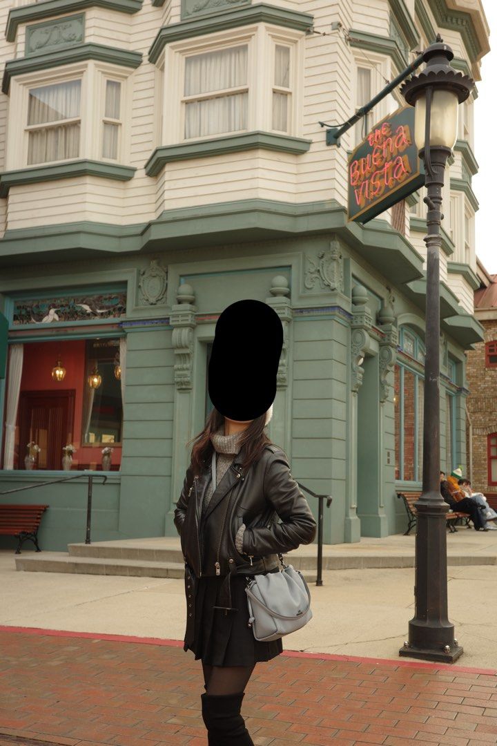SLY Black Leather Biker Jacket with Belt and Patterned Lining (Category: Coats, Jackets and Outerwear) located in Manila. Submitted by yearielle19700 (Listing ID 1467705106, Image 2). Description: - Brand: SLY - Color: Classic black with silver-tone hardware - Material: Premium leather - Design: Asymmetric front zip, zipped chest pocket, snap lapels, and buckled waist belt - Condition: lightly used lang! No flaws .