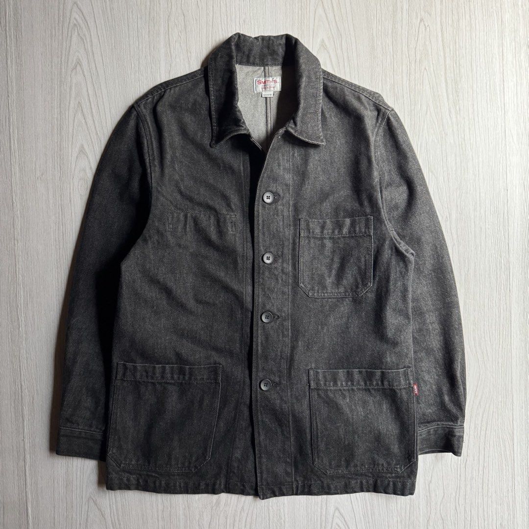 Smith’s American Dark Wash Denim Chore Jacket (Category: Coats, Jackets and Outerwear) located in Zamboanga. Submitted by rustic.rev (Listing ID 1467742063, Image 1). Description: Smith’s American Dark Wash Denim Chore Jacket In excellent condition Tagged: M Actual Measurements: Pit to pit: 21” Length: 29.5” Shoulders: 18” Sleeves length: 23.5”.