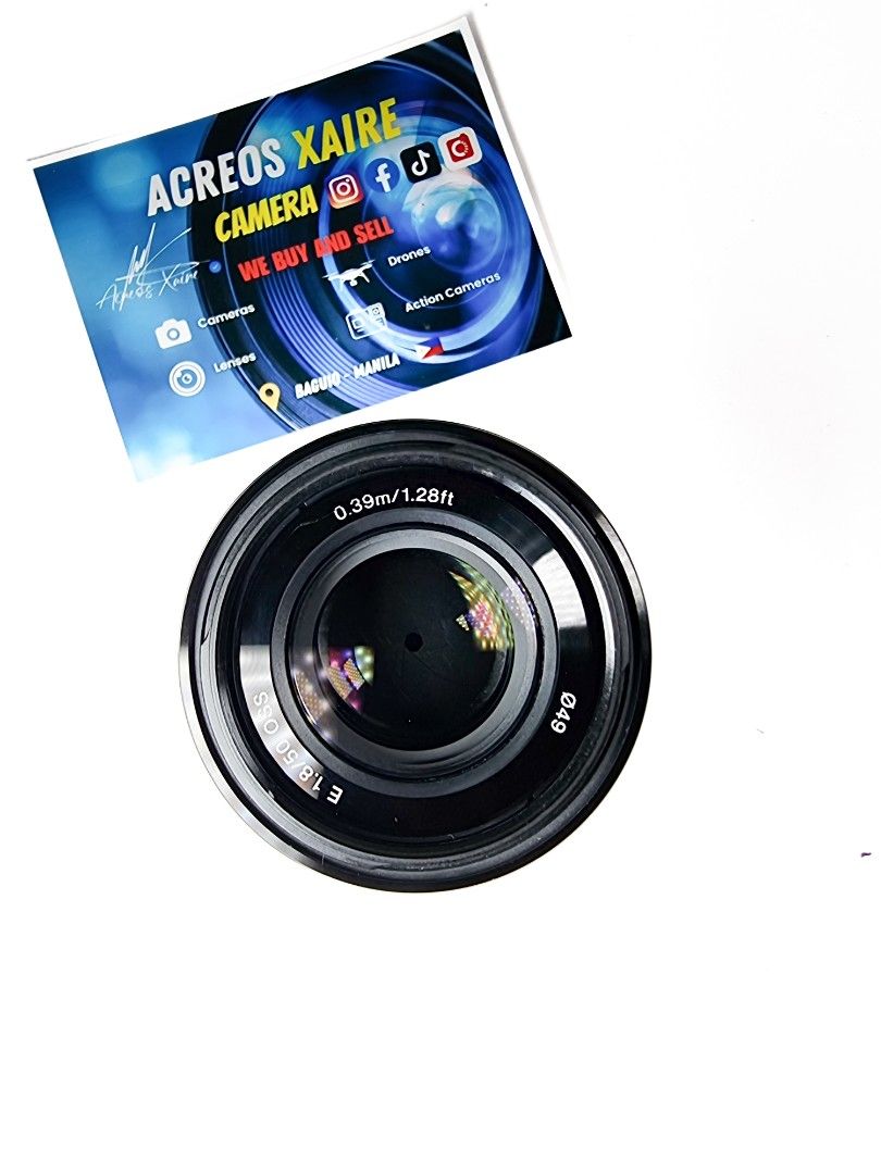 Sony 50mm F1.8 E (almost new) (Category: Lens & Kits) located in Baguio. Submitted by acreoscamera (Listing ID 1467775496, Image 3). Description: Sony 50mm F1.8 E OSS 🅰️📸 Price: 10,500.00 Cosmetics: 9.8/10 (Good condition) Glass: Clean glass no fungus Performance: 10/10 Actual Photo posted📸 No more last priced ✨️Inclusions: Rear cap, Lens hood and box ⛩️Location: Baguio City Open for shipping via LBC (COP/COD).