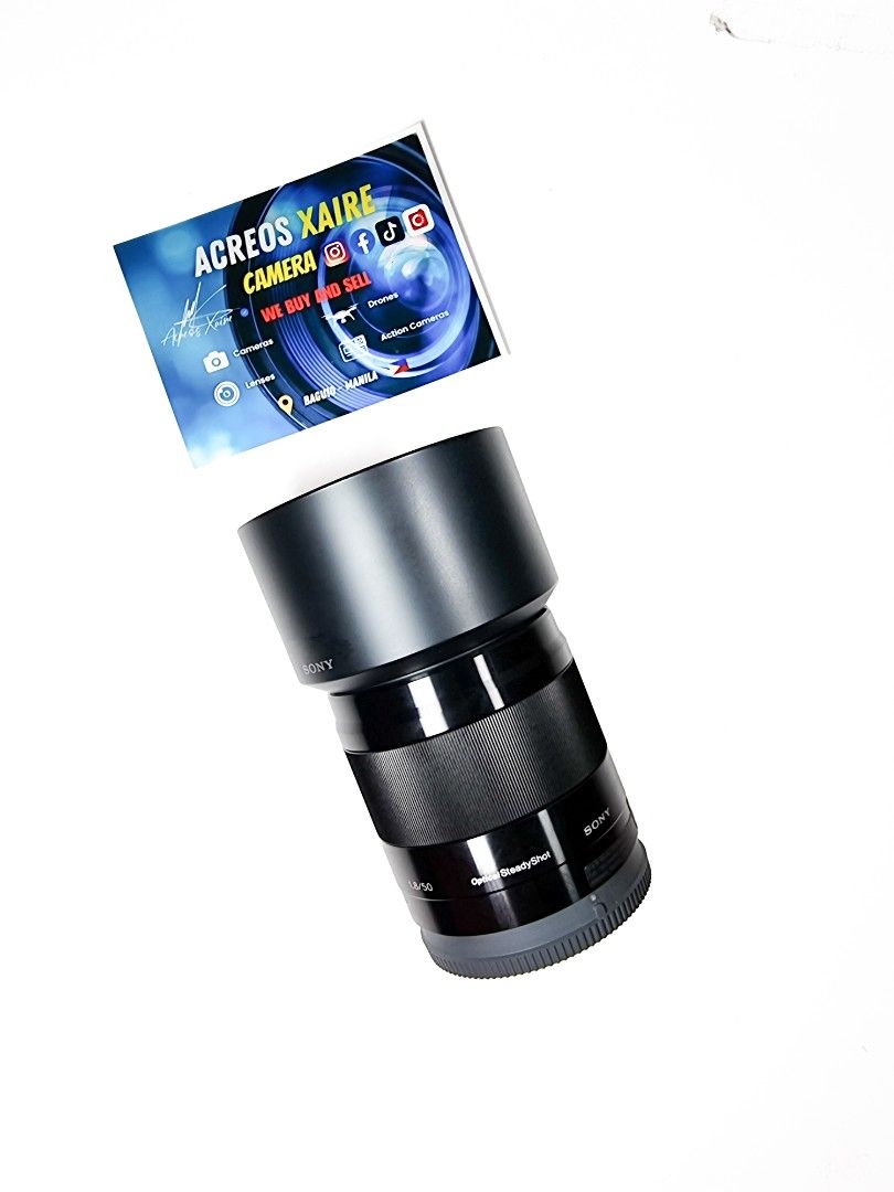 Sony 50mm F1.8 E (almost new) (Category: Lens & Kits) located in Baguio. Submitted by acreoscamera (Listing ID 1467775496, Image 2). Description: Sony 50mm F1.8 E OSS 🅰️📸 Price: 10,500.00 Cosmetics: 9.8/10 (Good condition) Glass: Clean glass no fungus Performance: 10/10 Actual Photo posted📸 No more last priced ✨️Inclusions: Rear cap, Lens hood and box ⛩️Location: Baguio City Open for shipping via LBC (COP/COD).