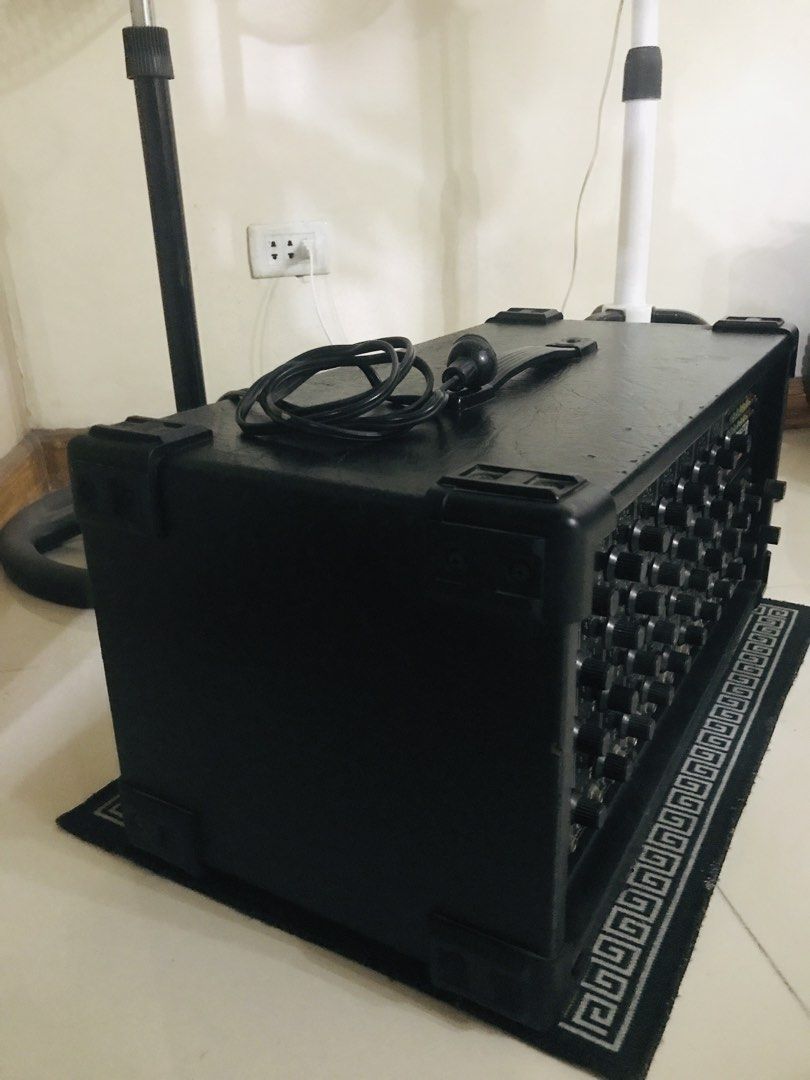 Soundmaster MXR 400R Audio Mixer Amplifier (Category: Soundbars, Speakers & Amplifiers) located in Manila. Submitted by cgrufino4850725 (Listing ID 1467759391, Image 3). Description: - Model: Soundmaster MXR 400R power mixer - Color: Sleek black finish with heavy-duty build and protective corner guards - Controls: Multiple channel inputs with individual rotary controls and front-panel graphic equalizer - Rear Panel: Power switch, fuse holder, and