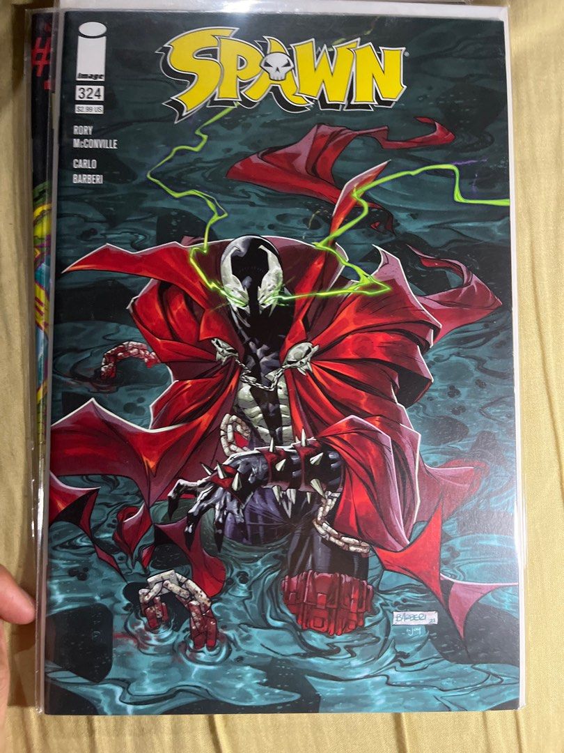Spawn #324 (Category: Comics & Manga) located in Shah Alam. Submitted by hajiqu (Listing ID 1467739619, Image 1). Description: Spawn issue 324 from Image Comics. Written by Rory McConville with art by Carlo Barberi. Standard cover featuring Spawn in the water with glowing green energy. Bagged and boarded protection. Great addition to any Spawn or Image collection. Grab it before it goes..