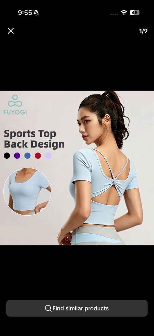 Sports top (Category: Activewear) located in Mandaluyong City. Submitted by cheeet (Listing ID 1467752265, Image 1). Description: Never worn Cute back design .