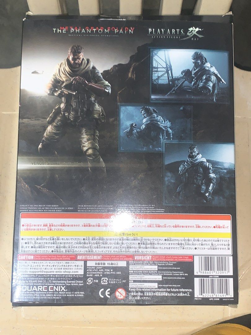 Square Enix Play Arts Kai Metal Gear Solid V Phantom Pain Figures set (Category: Figurines & Statues) located in Taguig. Submitted by paradise.collections (Listing ID 1467671838, Image 2). Description: - Bundle of 3 Metal Gear Solid V Play Arts Kai figures by Square Enix - Includes Venom Snake, Man on Fire, and Tretij Rebenok - Back in box. No issues. Stands are unassembled - Highly detailed collectibles with over 20 points of articulation - Come
