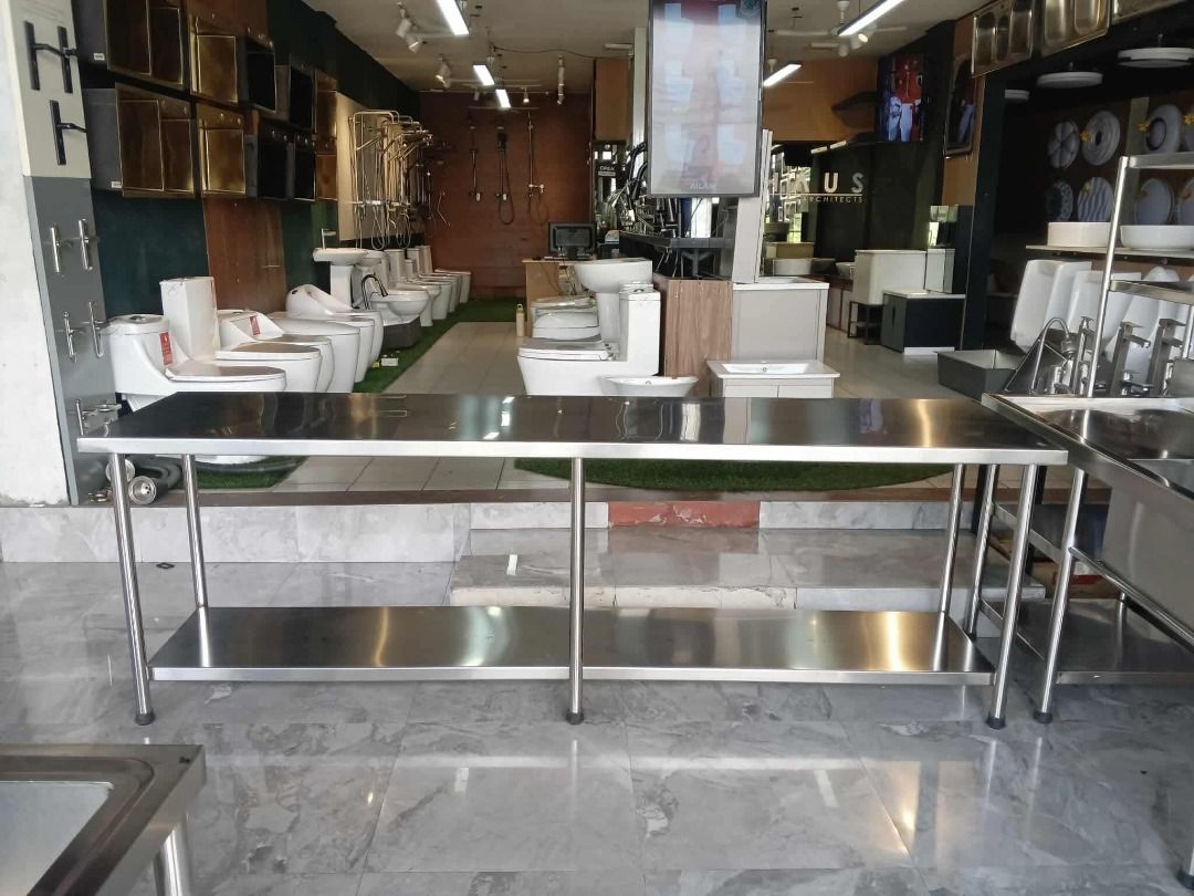 STAINLESS PREP TABLE W/ SHELVES (Category: Bathroom & Kitchen Fixtures) located in Dinalupihan. Submitted by lucky.dragon (Listing ID 1467626758, Image 2). Description: Looking for a durable, stylish, and high-quality stainless sink? We got you! 💯 ✅ Ready made ✅ Customize according to your preferred size and design ✅ High-Quality Stainless Steel ✅ Strong, Durable & Easy to Clean ✅ Perfect for Homes, Restaurants, Commercial Kitchens & Businesses 