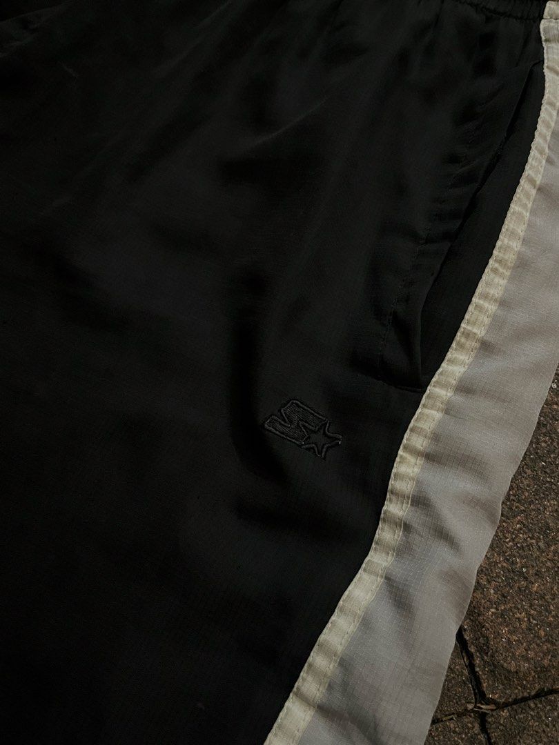 Starter & Kappa Sport Track Pants Bundle Size L (Category: Joggers) located in Manila. Submitted by rusell_inmotion (Listing ID 1467824962, Image 2). Description: - Bundle of 2 vintage track pants - Size: Large - Starter: Black with white side stripes, embroidered logo, and elastic drawstring waistband - Kappa Sport: Navy blue with iconic Omini logo tape down both legs - Condition: Great for everyday casual and athleisure wear - Origin: Made in C