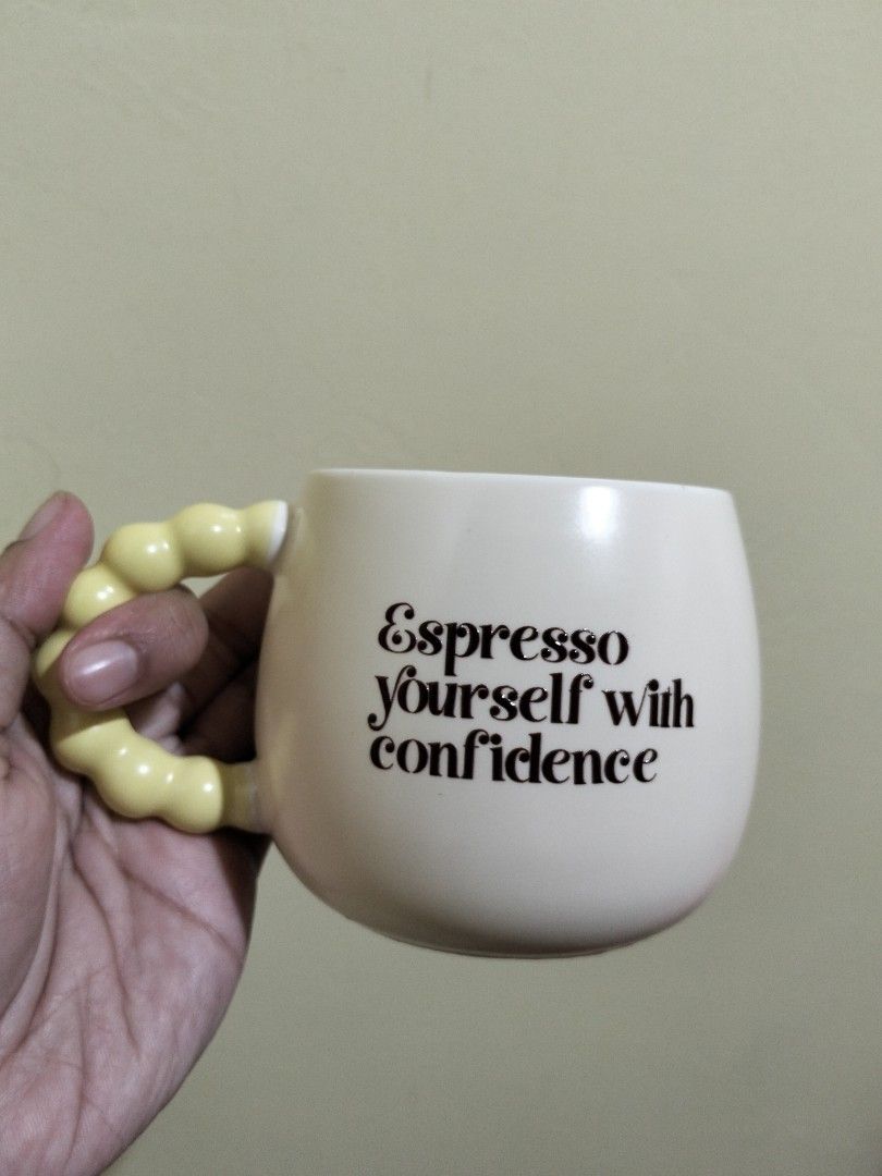 Statement Mugs / Cups (Category: Coffee & Tea Tableware) located in Caloocan City. Submitted by agr_shop (Listing ID 1467642944, Image 3). Description: - Cute ceramic mugs featuring printed quotes and phrases - Available in pink, pastel tones, and unique bubble or rectangular handles - Perfect for coffee, tea, and daily drinks - Sturdy build with a smooth, glossy glaze finish - Clean condition, brand new feel, and ready to use - Multiple designs 