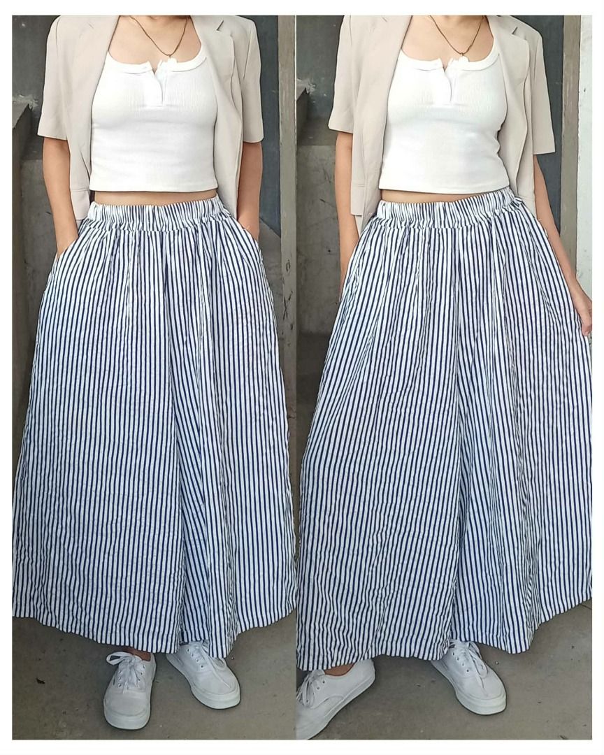 Stripe Trendy wide flowy squarepants (Category: Other Bottoms) located in Davao. Submitted by irisrazona16792 (Listing ID 1467656967, Image 2). Description: Wd side pocket Waist 24-38 (garterize) L 36 good as new .