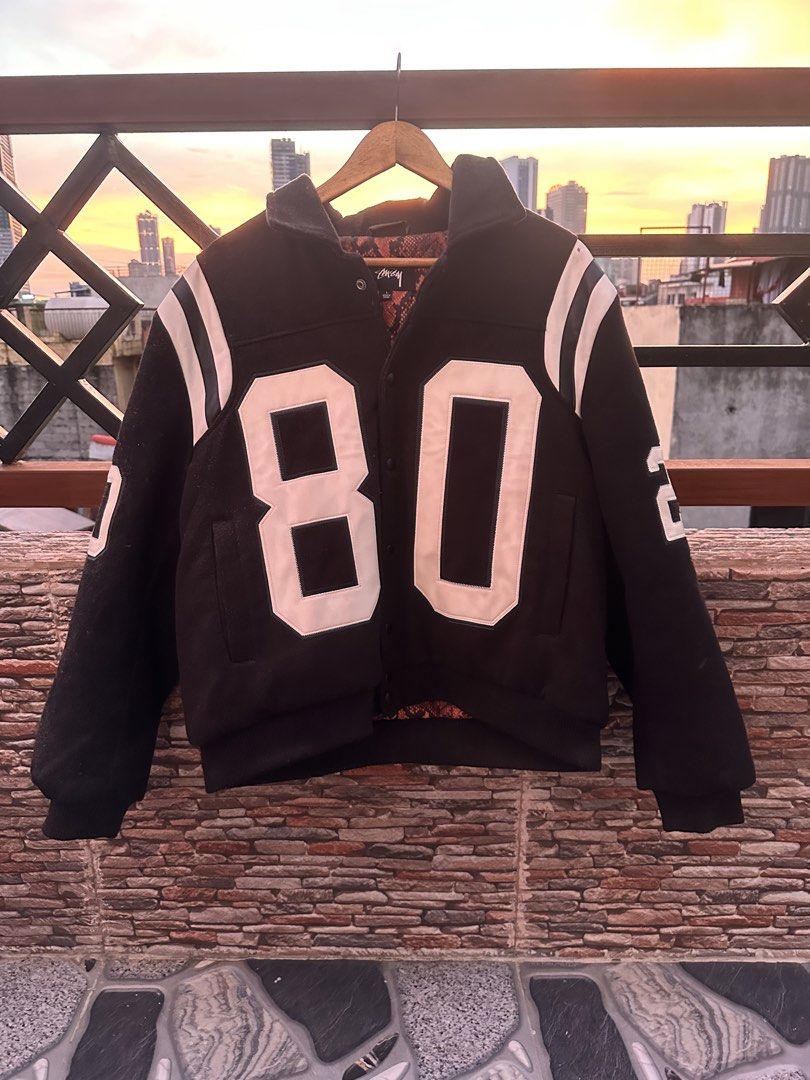 Stussy Jacket (Category: Coats, Jackets and Outerwear) located in Manila. Submitted by gabrielle20194 (Listing ID 1467810456, Image 1). Description: off stussy varsity wool jacket Only used twice L-XL size 127 width 64 length malate manila area.