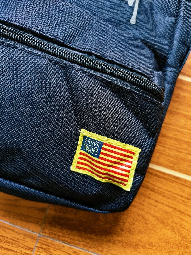 Stussy Troops Sling Bag (Category: Sling Bags) located in Davao. Submitted by raymnd89 (Listing ID 1467692963, Image 3). Description: Stussy Troops Sling Bag Length: 12inches Width: 8inches Color rate: 10/10 Excellent condition Already washed Issue: none.