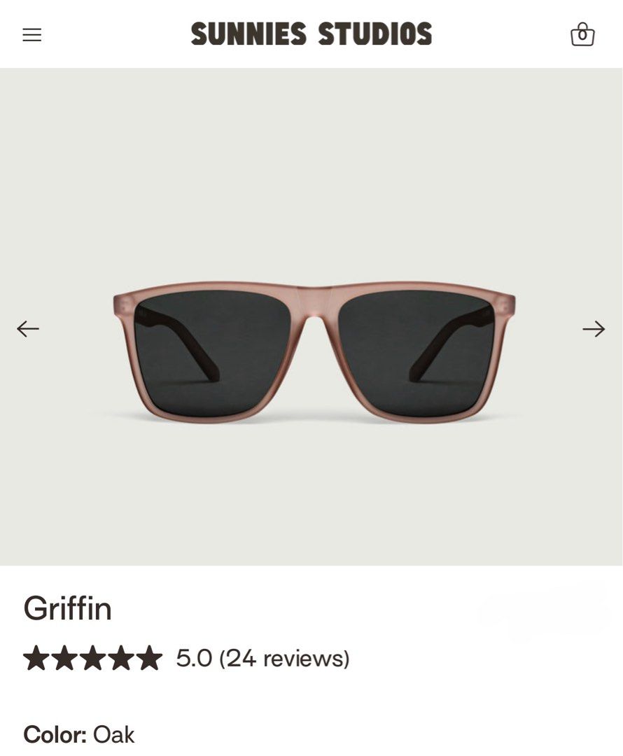 Sunnies Studios Griffin Sunglasses in Oak (Category: Sunglasses & Eyewear) located in Cavite. Submitted by mcxmcxmc (Listing ID 1467620199, Image 1). Description: - Brand: Sunnies Studios - Model & Color: Griffin in Oak - Lenses: Tinted for sunny days - Inclusions: Original yellow-colored pouch case Condition: Clean.