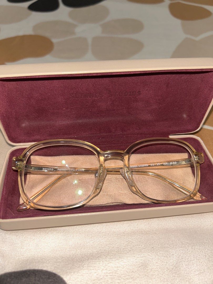 Sunnies Studios Shiro (Pale Nude) Eyeglasses (Category: Sunglasses & Eyewear) located in Manila. Submitted by crystalyoonjiscart (Listing ID 1467769163, Image 1). Description: - Brand/Model: Sunnies Studios Shiro (SS1155A) - Color: Pale nude / transparent warm beige - Inclusions: Original hard storage case and cleaning cloth pouch Has 300 grade, can have it change in any optical stores..