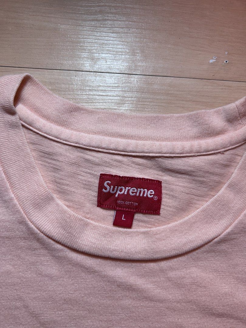 Supreme Pocket Tee Peach Size L (Category: Tshirts & Polo Shirts ) located in Dipolog. Submitted by adrian281994 (Listing ID 1467774200, Image 3). Description: - Brand: Supreme - Item: Pocket T-Shirt - Color: Peach - Size: Large - Material: 100% Cotton (Made in China) - Details: Chest pocket with signature red box logo label - Style: Great basic for daily streetwear fits.