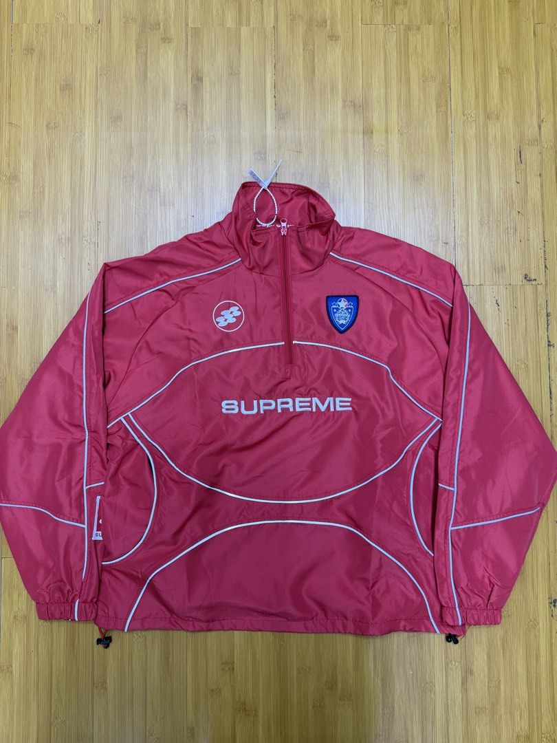 Supreme Reflective Piping Pullover in red (Category: Coats, Jackets and Outerwear) located in Manila. Submitted by yourplug_08 (Listing ID 1467685403, Image 1). Description: Supreme Reflective Piping Pullover in red XL in sizing Color may vary due to lighting 📍Manila.