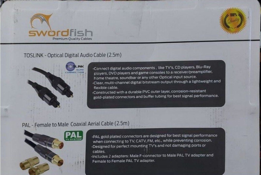 SWORDFISH Ethernet + Audio Cable (Category: Cables & Adaptors) located in Pateros City. Submitted by foryoufindsph (Listing ID 1467671705, Image 2). Description: Title: Brand New Swordfish 2-in-1 Cable Kits (Clearance Price!) Description: Clearing out brand new, unused premium cable kits from storage. Each box contains two 2.5m (8.2ft) high-quality cables plus bonus adapters. Choose your kit or bundle both for a massive discount! ✨ Variant A (Ite