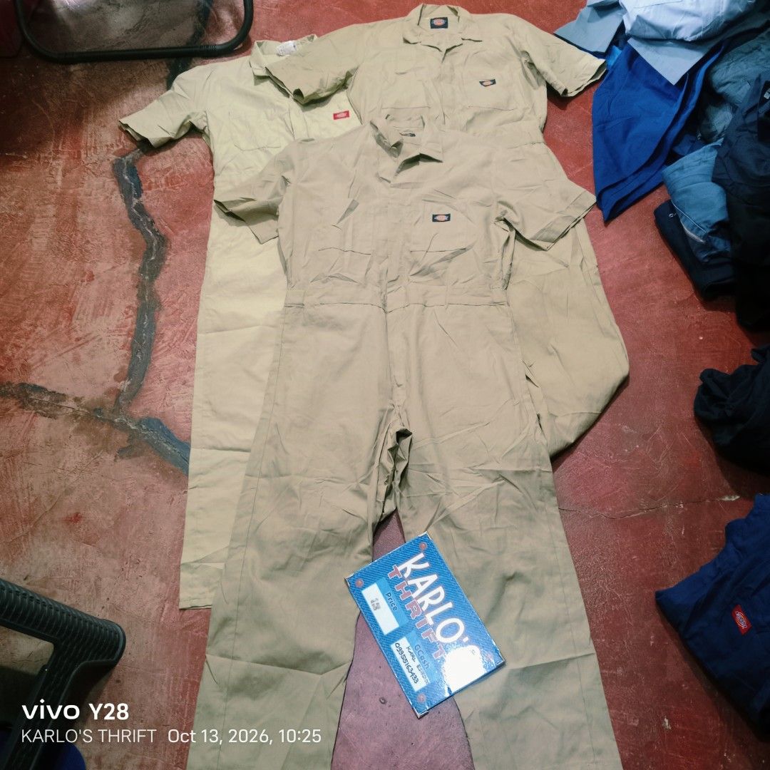 TAKE ALL 22 PCS DICKIES COVERALL (Category: Coats, Jackets and Outerwear) located in Davao. Submitted by karlosthriftshop (Listing ID 1467811521, Image 3). Description: ₱10,300+SF(NEGOTIABLE) TAKE ALL 22 PCS.DICKIES WORKWEAR COVERALL ★14 PCS.DICKIES SHORT SLEEVE COVERALL (ASSORTED SIZES) ALL IN VERY GOOD CONDITION ★8 PCS DICKIES LONG SLEEVE WORKWEAR COVERALL (ASSORTED SIZES) X COD/COP PAYMENT 1ST MOP:GCASH DM FOR MORE INQUIRIES.
