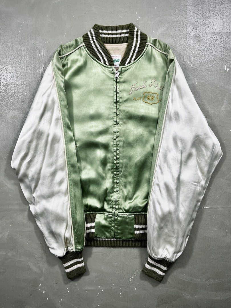 The Flat Head Co. "Fred's Phillips" 60s Repro Chainstitch Souvenir Jacket (Category: Coats, Jackets and Outerwear) located in Baguio. Submitted by highland.archives (Listing ID 1467775983, Image 3). Description: The Flat Head Co. "Fred's Phillips" 60s Repro Chainstitch Souvenir Jacket Light stains issue Tag size: Medium Width: 21 Length: 24.
