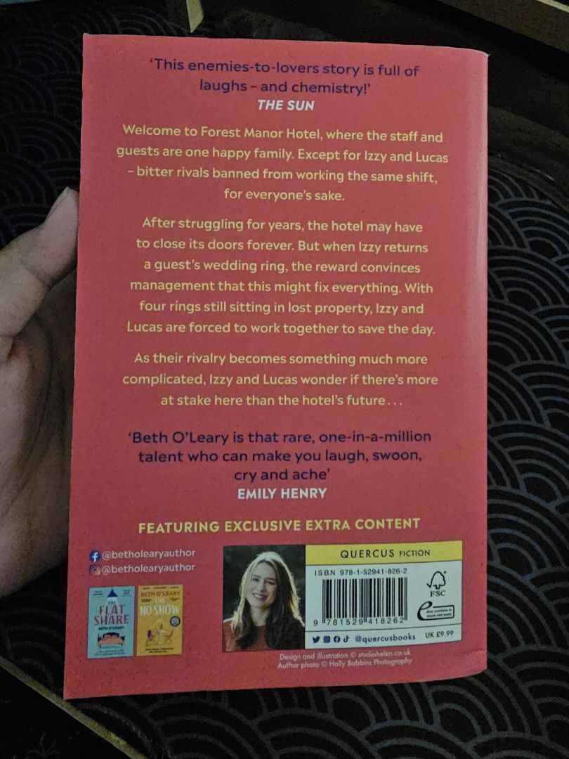 The Wake-Up Call by Beth O'Leary (Category: Storybooks) located in Marikina City. Submitted by rkjjj21 (Listing ID 1467615104, Image 2). Description: - Title: Romance novel by Beth O'Leary - Publisher: Quercus Fiction - ISBN: 978-1-52941-826-2 - Trope: Enemies-to-lovers story set in a hotel - Condition: Read once, pages and spine in great shape - Bonus: Includes exclusive extra content at the back - Format: Paperback - RFS: Decluttering due to mu