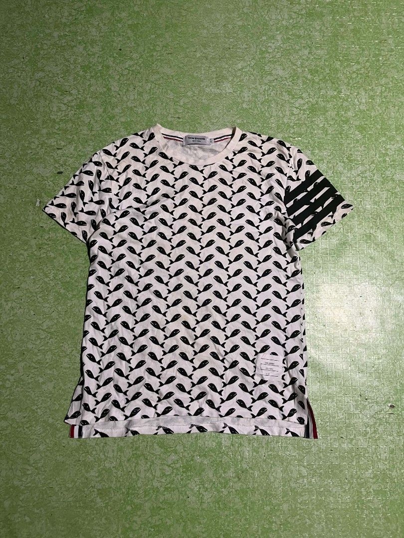 Thom Browne 4 Bar AOP Shirt (Category: Activewear) located in Andop. Submitted by tonthrift_st (Listing ID 1467729861, Image 1). Description: Thom Browne 4 Bar AOP Excellent condition Size 1 on tag Dimes W18 L25-26.5 Need wash only 🏷📩 📍Kapalong, Davao del Norte.