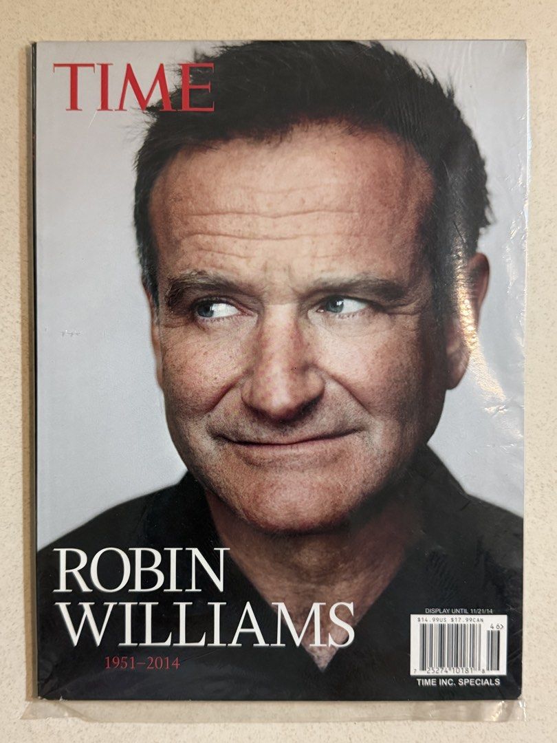 TIME Magazine Robin Williams 1951-2014 Commemorative Special Issue (Category: Magazines) located in Pasay City. Submitted by gahaman02 (Listing ID 1467649233, Image 1). Description: TIME Magazine special tribute edition dedicated to Robin Williams. Published in 2014 following his passing. Large portrait photo on the cover. Displayed until 11/21/14. Kept inside a protective plastic sleeve. Clean pages, no tears or bends. Great collectible item for
