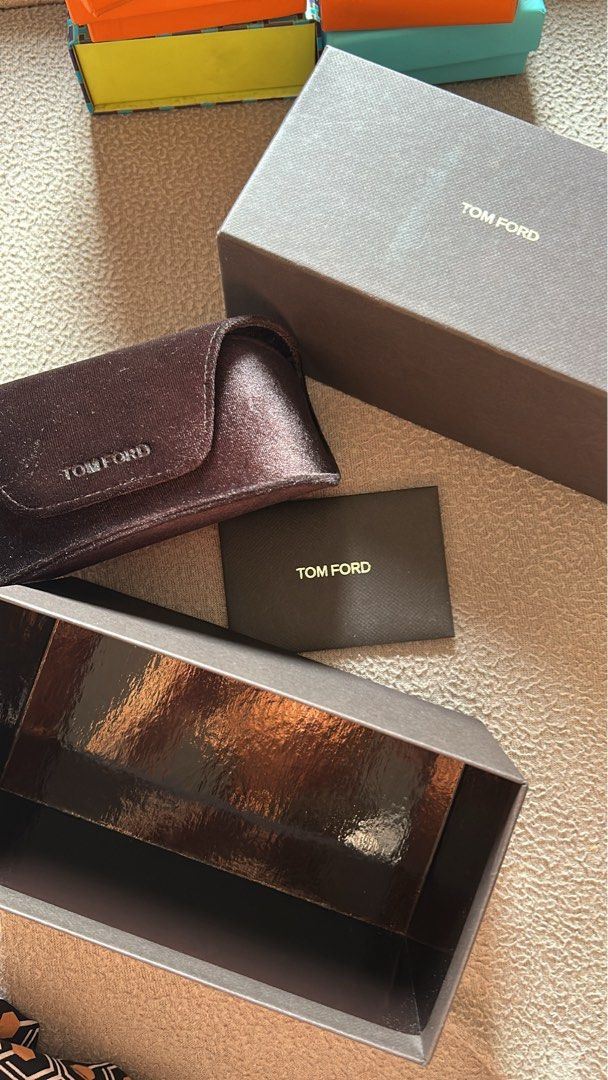 Tom Ford Oversized Sunglasses with Case (Category: Luxury Accessories) located in Cavite. Submitted by florabells (Listing ID 1467690494, Image 2). Description: - Brand: Tom Ford - Style: Oversized sunglasses with gradient lenses - Color: Dark purple frame - Inclusions: Original hard case, outer box, and unopened cleaning cloth - Condition: Great designer accessory, sturdy frames with gold branding .