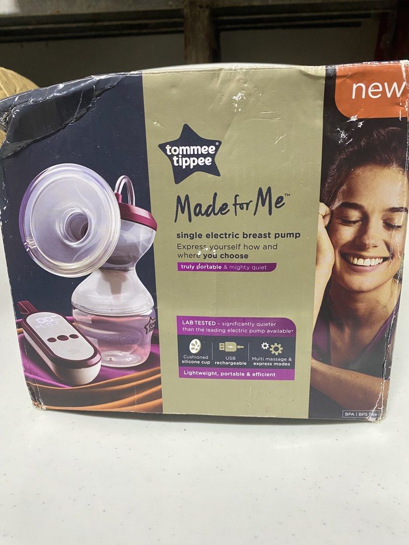 Tommee Tippee Made for Me Single Electric Breast Pump (Category: Breastfeeding & Bottle Feeding) located in Pasacao. Submitted by wengpullar37205 (Listing ID 1467832752, Image 1). Description: - Tommee Tippee Made for Me single electric breast pump - USB rechargeable power unit with 60+ minutes of battery life - Soft and comfortable cushioned silicone cup - Hygienic closed system prevents milk backflow - Multiple massage and express settings for 