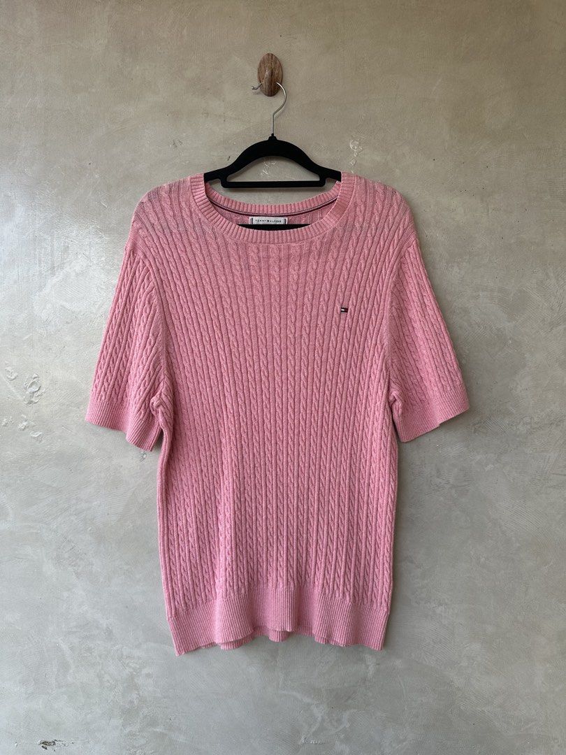 TOMMY HILFIGER - Pink Cable Knit Top (Category: Shirts) located in Cavite. Submitted by hand.picked (Listing ID 1467722559, Image 3). Description: TOMMY HILFIGER - Pink Cable Knit Top Size: Large Dimension: 18” Width / 26” Length Condition: Excellent.