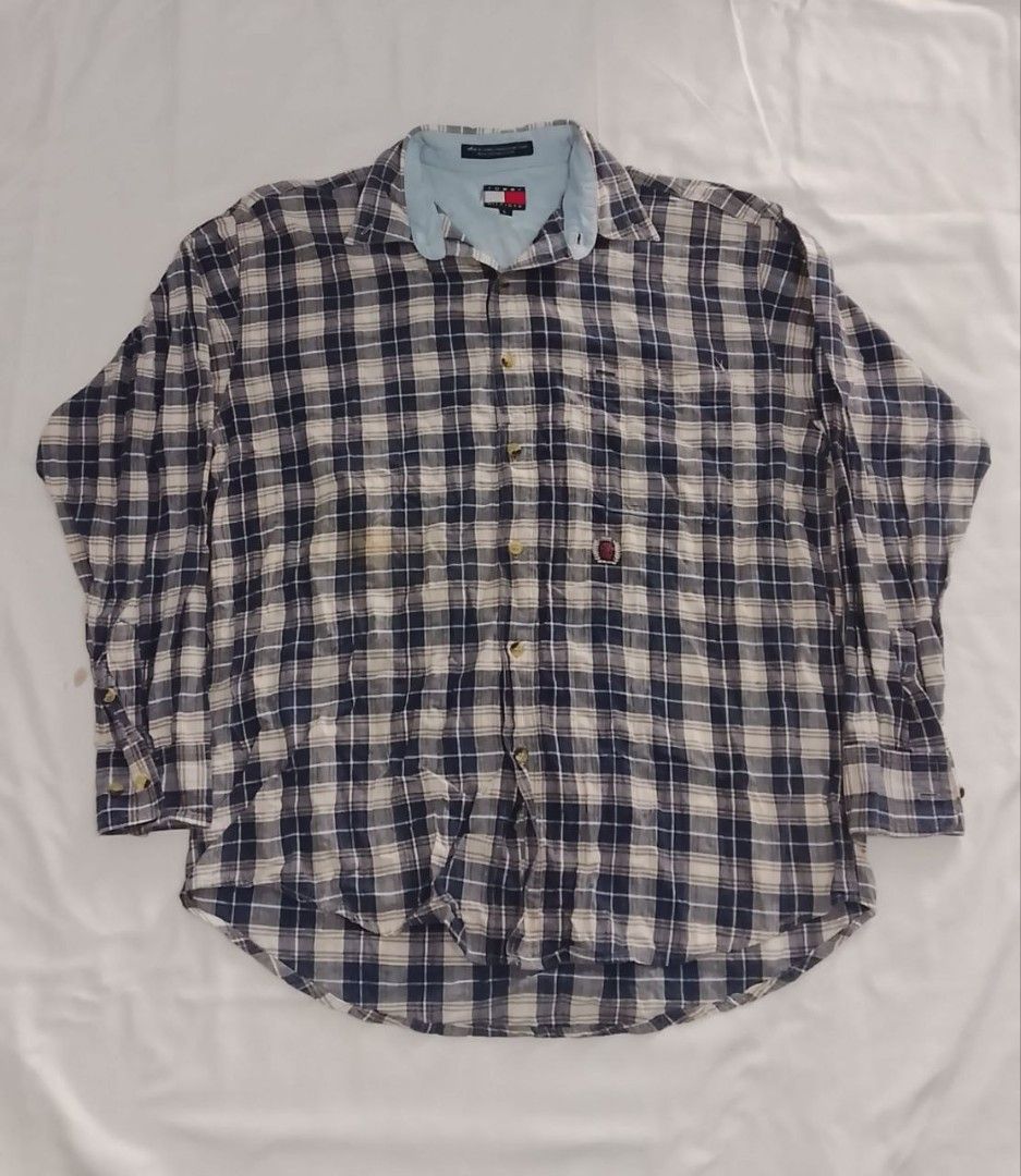 Tommy Hilfiger Plaid button down shirt Large (Category: Activewear) located in Manila. Submitted by aggroreggae_24 (Listing ID 1467691523, Image 1). Description: Tommy Hilfiger Plaid button down shirt size: Large.