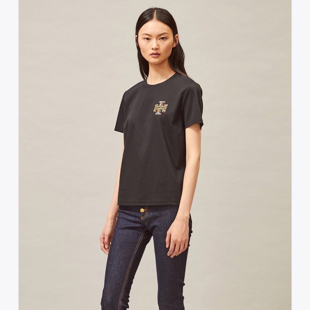 TORY BURCH - Bejeweled Logo Tee (Category: Shirts) located in Cavite. Submitted by hand.picked (Listing ID 1467723894, Image 2). Description: TORY BURCH - Bejeweled Logo Tee Size: L/G Dimension: 18.5” Width / 25” Length Condition: Like New.