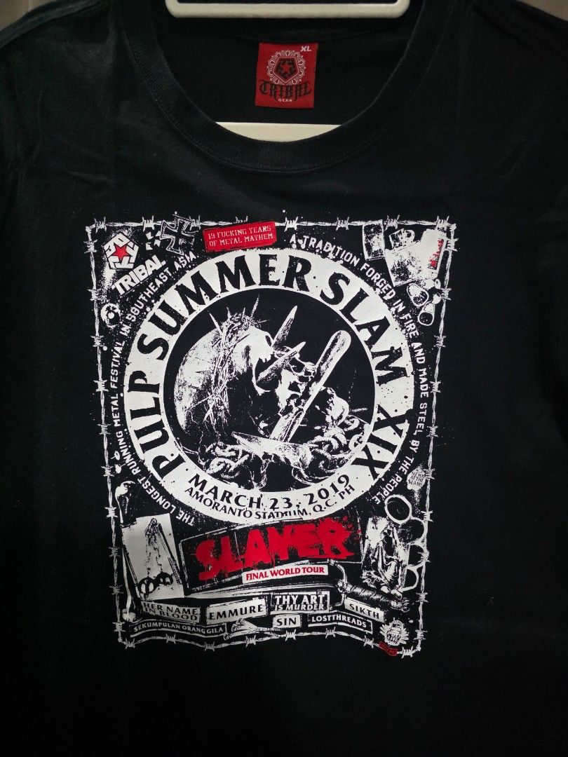 Tribal PSS XIX, XL (Category: Tshirts & Polo Shirts ) located in Santa Rosa. Submitted by rowhell09 (Listing ID 1467776011, Image 3). Description: Tribal Pulp Summer Slam XIX, XL Like New Excellent Condi 💸750 - Design: Large graphic print on the front and smaller logo on the upper back - Condition: Clean, well-maintained, and neatly packed in plastic ready for shipping.
