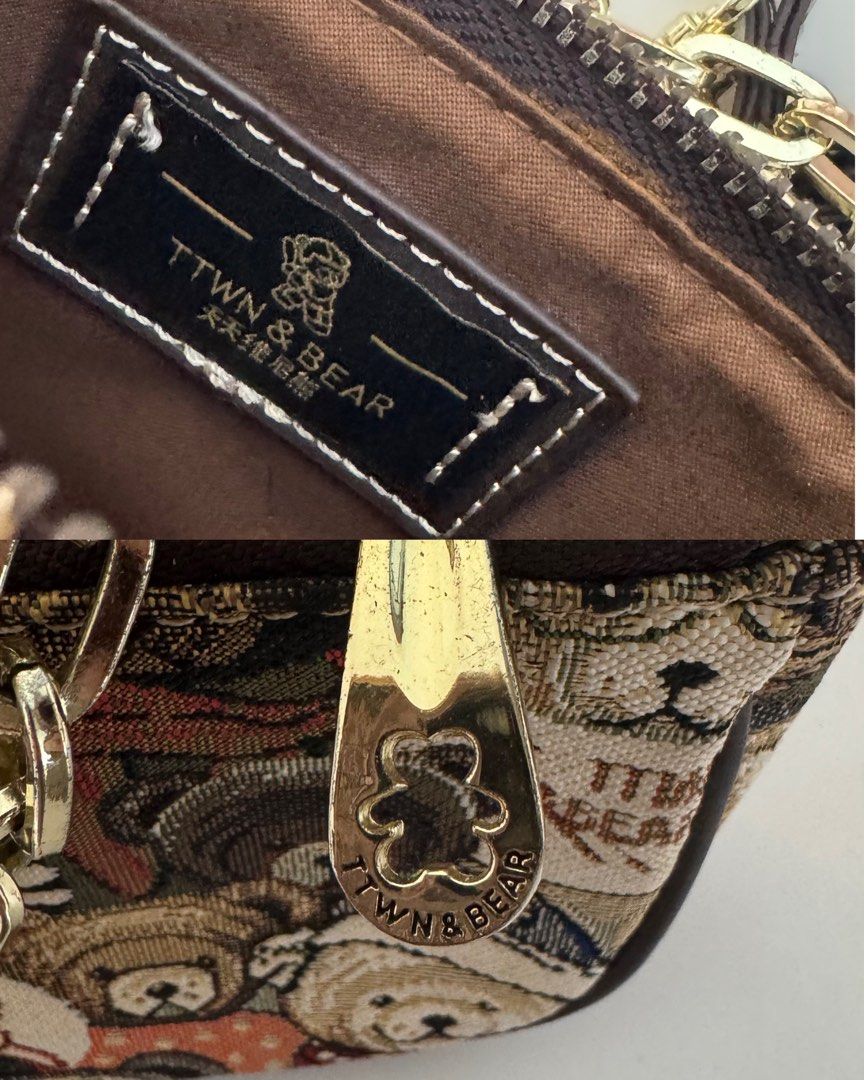 TTWN Bear Two-Way Pochette Bag (Category: Shoulder Bags) located in Las Pinas. Submitted by luxeloveph (Listing ID 1467655784, Image 3). Description: ౨ৎ Material: Canvas ౨ৎ Condition: 8/10 (body is clean just signs of usage on the hardware) ౨ৎ Dimensions: 14 x 5 x 11 cm ౨ৎ Inclusion: leather sling.