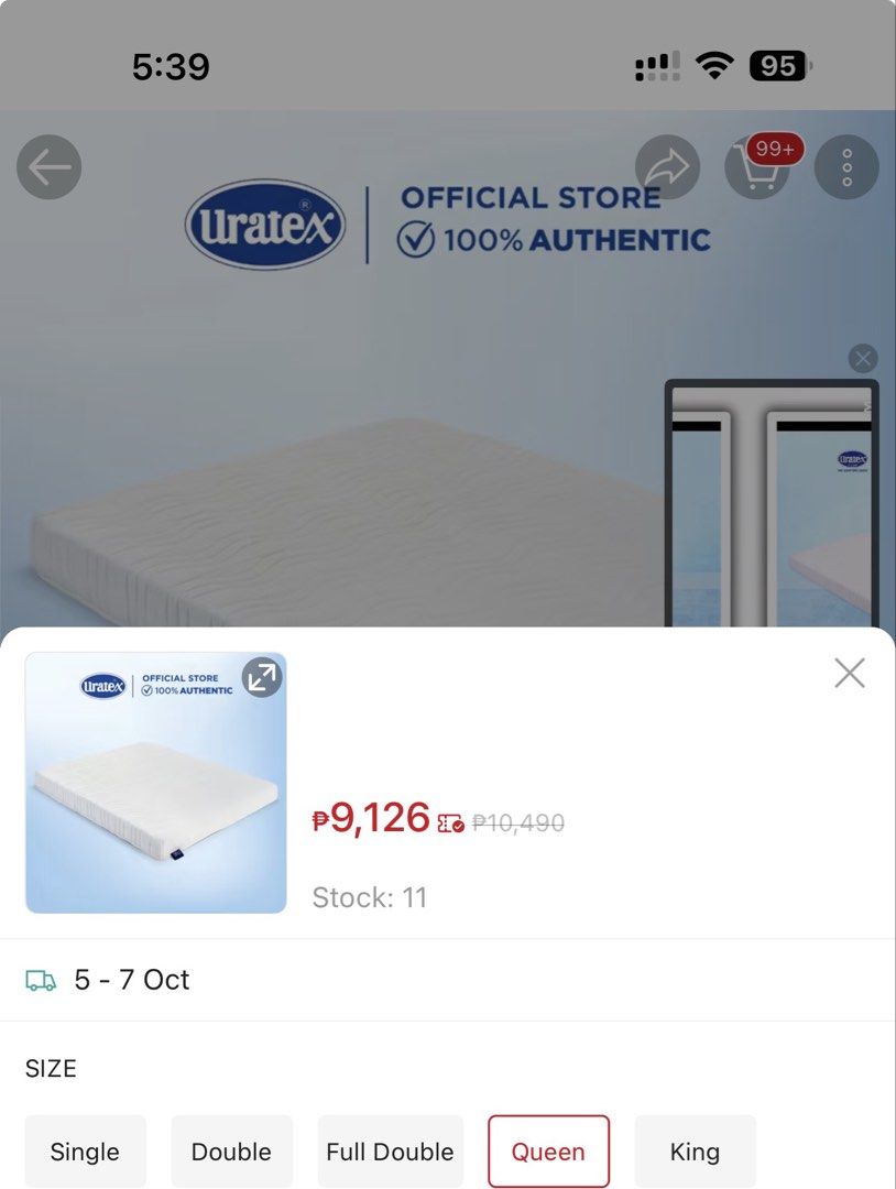 Uratex Trill Queen Mattress (Category: Bed Frames & Mattresses) located in Paranaque City. Submitted by ivy_adea15 (Listing ID 1467784940, Image 2). Description: 8 months old bought brandnew at 9k selling for 4k rfs: moving out sale.