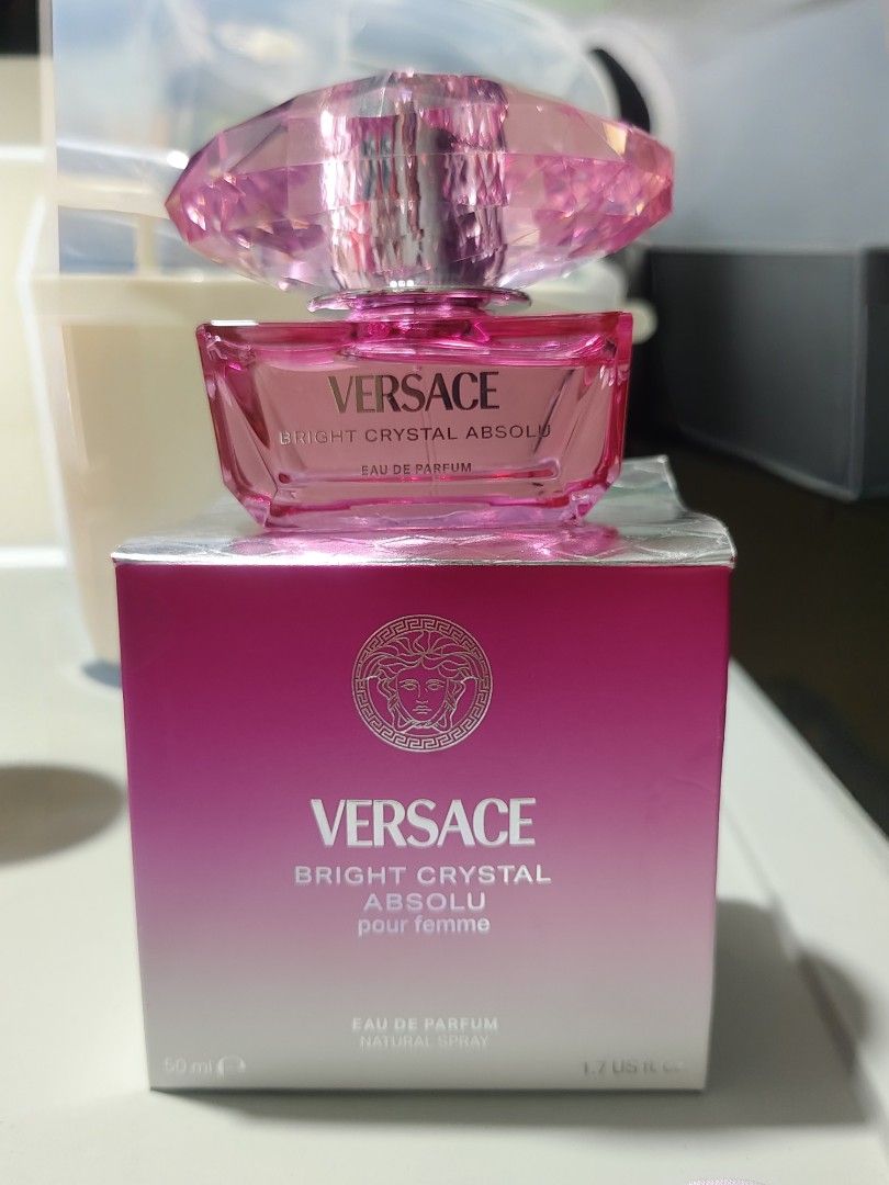 Versace Bright Crystal Absolu Eau de Parfum 50ml (Category: Fragrance & Deodorants) located in San Mateo. Submitted by usedgoodstuffs (Listing ID 1467628983, Image 1). Description: - Authentic Versace Bright Crystal Absolu Eau de Parfum - Size: 50ml / 1.7 US fl. oz. - Features the iconic pink faceted cap and natural spray formula - Complete with original pink gradient box with Medusa logo - 100% genuine and well-stored - Perfect for daily wear or