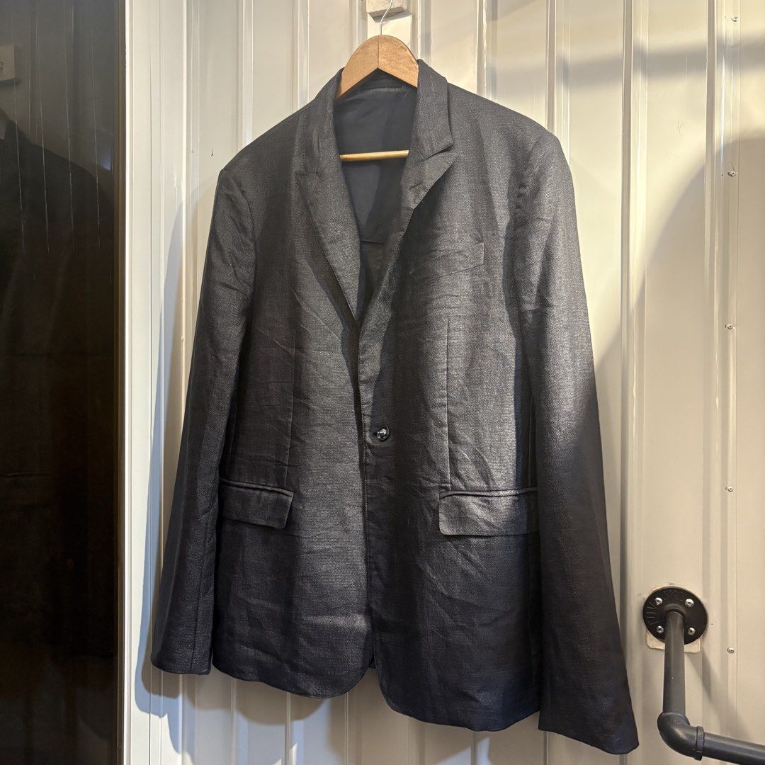 Versace Metallic Coated Blazer (Category: Coats, Jackets and Outerwear) located in Butuan. Submitted by ragscurations (Listing ID 1467746532, Image 2). Description: Brand new preloved No hang tag or paper bag Excellent Flawless Color rate 10 22x29.5 .
