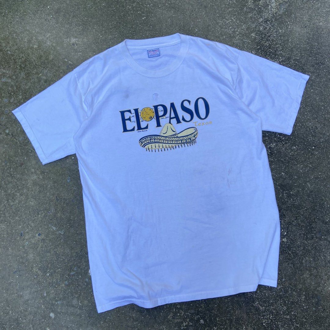 Vintage 1990’s El Paso Texas Graphic Tee (Category: Tshirts & Polo Shirts ) located in Angeles City. Submitted by eriellynngotvintage (Listing ID 1467740801, Image 1). Description: 25x30 XL on tag Hole. See photo for details 290 Angeles City Pampanga.