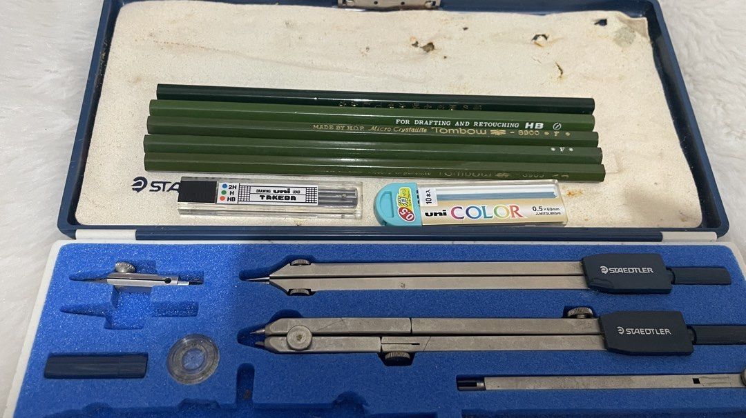 Vintage Staedtler Germany Drafting Set etc. bundle (Category: Craft Supplies & Tools) located in Quezon City. Submitted by sissymissy1527 (Listing ID 1467808757, Image 2). Description: With missing parts Yong iba nireplace lang Souce: japan surplus With pencils and leads Selling as is where is.