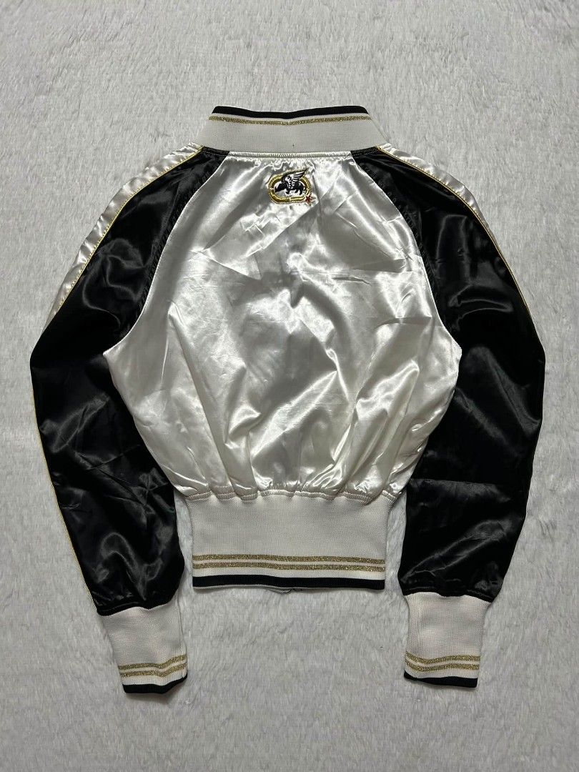 Vintage Y2K Womens Ecko Unltd Satin Bomber Jacket (Category: Coats, Jackets and Outerwear) located in Quezon City. Submitted by herarchiveph (Listing ID 1467609793, Image 3). Description: Size: medium Width: 18.5 Length: 21.5 - Has normal sign of used - Ready to use.
