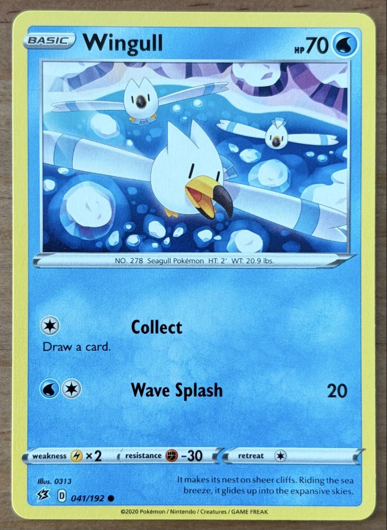 Wingull | Pokemon Cards ~ Rebel Clash (Category: Raw Singles) located in Makati City. Submitted by cardlab (Listing ID 1467623971, Image 1). Description: Items are 💯 authentic/original/legit. About The Card: •Language: EN • Number: 041/192 • Common • Normal FOR: • Cards ₱99 and below with Card Sleeves • Cards ₱100 and up with Card Sleeves and Used Toploader • ₱10 for Bnew Tops Packaging (If Shipping): ✔️ Plastic cover ✔️ Cardboard ✔️ Bubble wrap