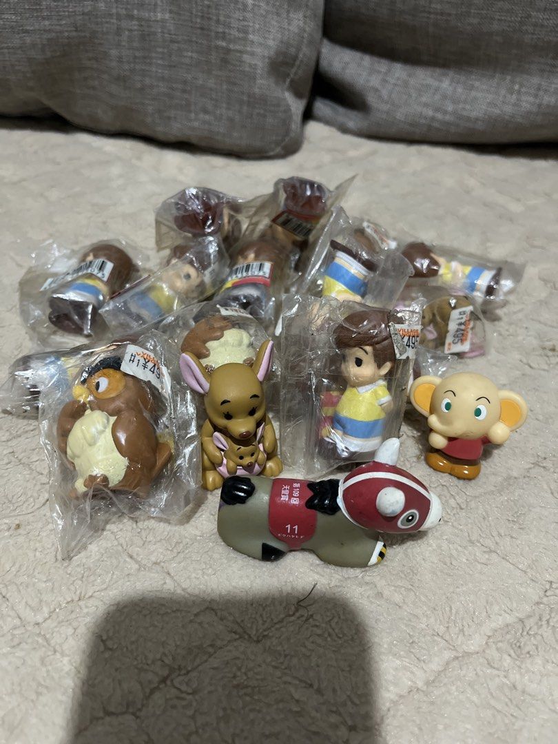 Winnie the Pooh Finger Puppet (Category: Kids Toys) located in San Jose del Monte. Submitted by learn_andplaywithletty (Listing ID 1467621880, Image 1). Description: Winnie the Pooh collection by Ensky All brandnew. Original with markings 5 pcs for ₱125 ₱25 each only . If you check from orange app 400+ per 10 pcs siya. So around ₱40+ ang price per piece..