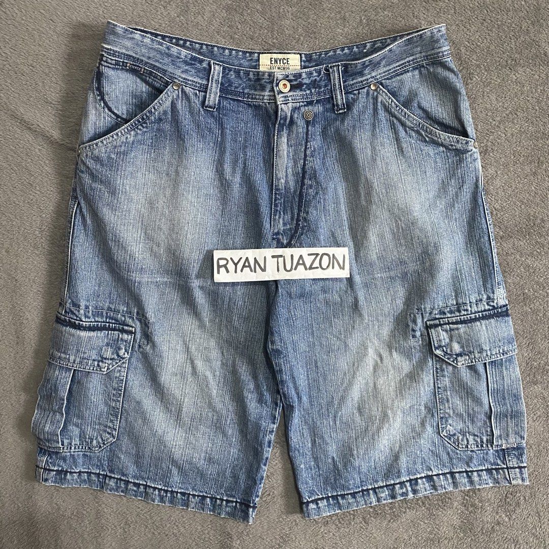 Y2K Enyce Denim Long Cargo Shorts (Category: Shorts) located in Lubao. Submitted by thriftlangph (Listing ID 1467629127, Image 3). Description: 🏷P799 Vintage Enyce Denim Cargo Long Jorts 36 to 38W x 26L 14 leg opening 9.5/10 color rate Excellent No issue.